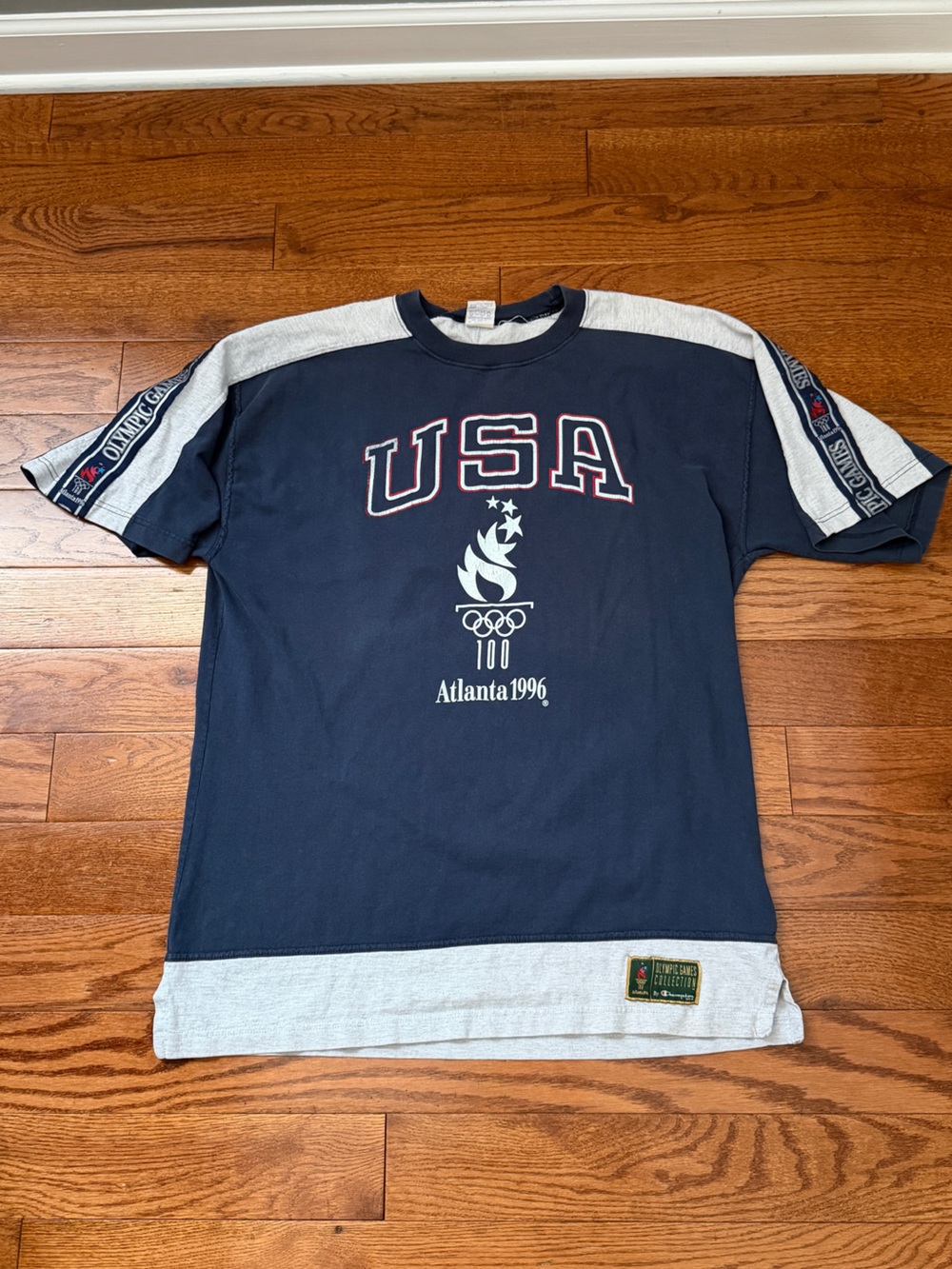 Vintage Champion USA Navy & Gray Atlanta 1996 Olympic Tee
